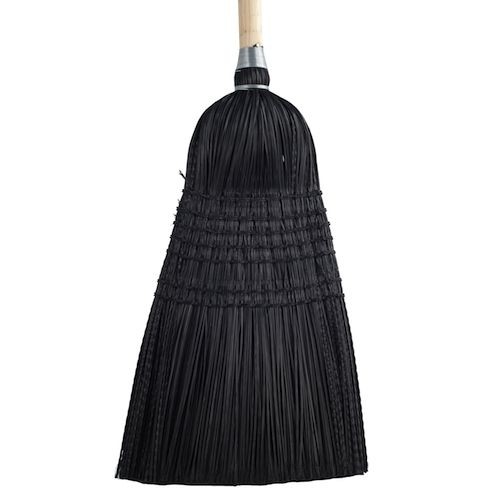 (957) Maid/Parlor Broom, chemical & heat resistant up to 225°F, wood handle, black synthetic corn bristles 